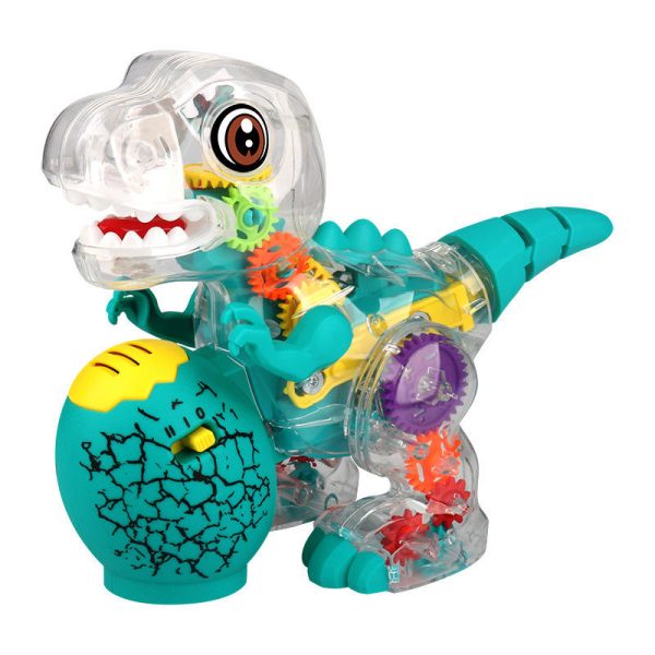 Transparent Gear Dinosaur Toy Swinging Arm Universal Wheel Glowing Music Dinosaur Baby Crawling Toy For Kids