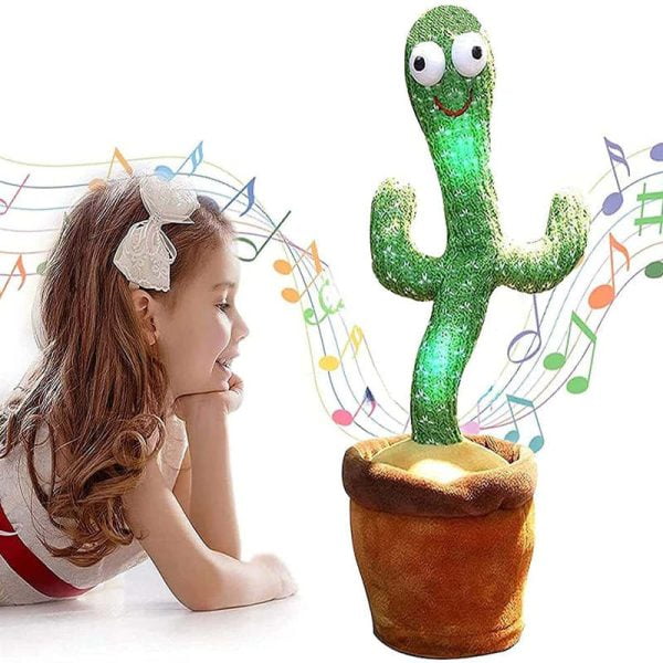 Funny Electric Wriggle Talking Singing Dancing Light  Recording Repeat Cactus Plush Toy for Kids