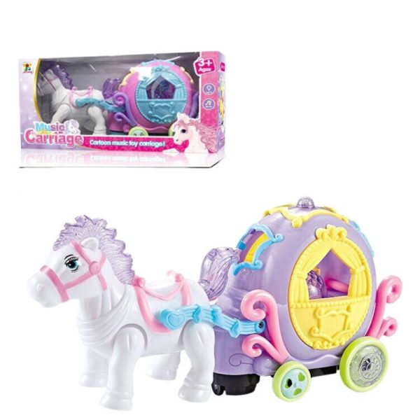 Electc Horse Carriage Universal Dazzling Light Music Cartoon Horse Carriage Toy For Kids