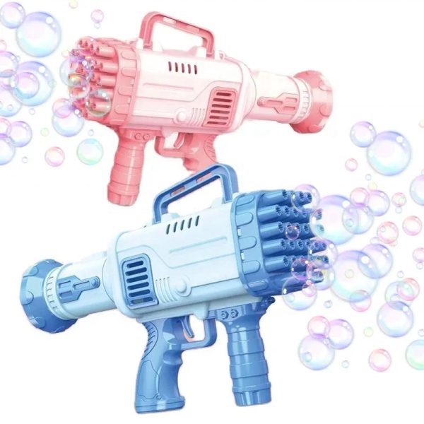 32 Holes Automatic Bubble Gun Rocket Boom Bubble Blower Gun Toy for Kids
