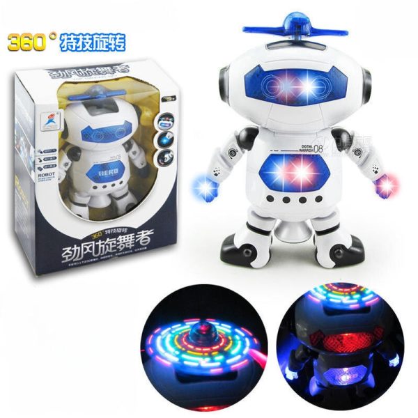 Electronic Smart Space Dance Robot Walking Singing Dancing Toy with Happy Music and Colorful Flashing Lights 360° Body Spinning and Side Steps Robot Toy For Kids